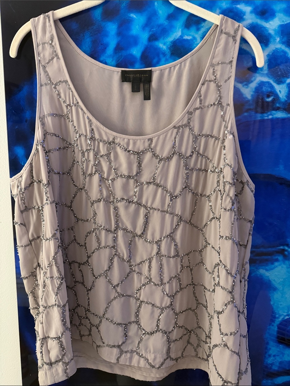 Donna Karan Beaded Taupe Sleeveless Camisole
